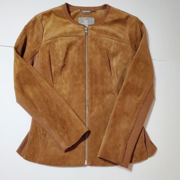 Soia & Kyo Genuine Pig Suede Zipper Jacket Stretchy Side Panels Size XS - Picture 13 of 16